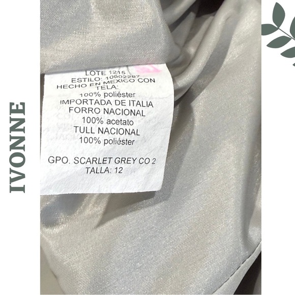 Ivonne Scarlet Grey Floral Cocktail Dress Sleeveless Crinoline (Size 12) - Picture 9 of 9